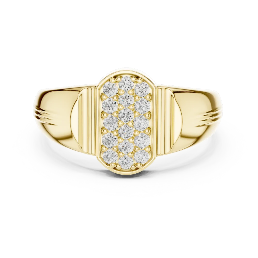 Architectural Round Pavé-Set Geometric Men's Statement Ring - Image 2