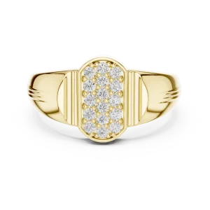 Architectural Round Pavé-Set Geometric Men's Statement Ring - Image 2