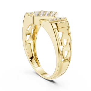 Geometric Pavé-Set Round Brilliant Cut Statement Ring - Image 3
