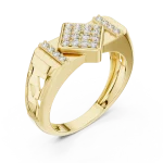 Geometric Pavé-Set Round Brilliant Cut Statement Ring