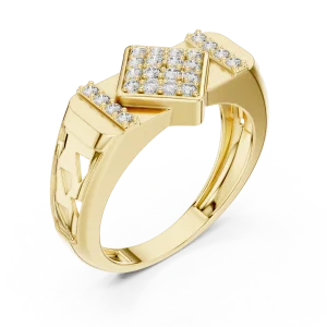 Geometric Pavé-Set Round Brilliant Cut Statement Ring