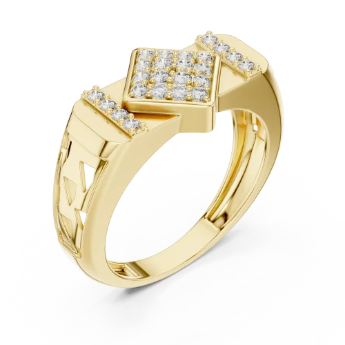 Geometric Pavé-Set Round Brilliant Cut Statement Ring