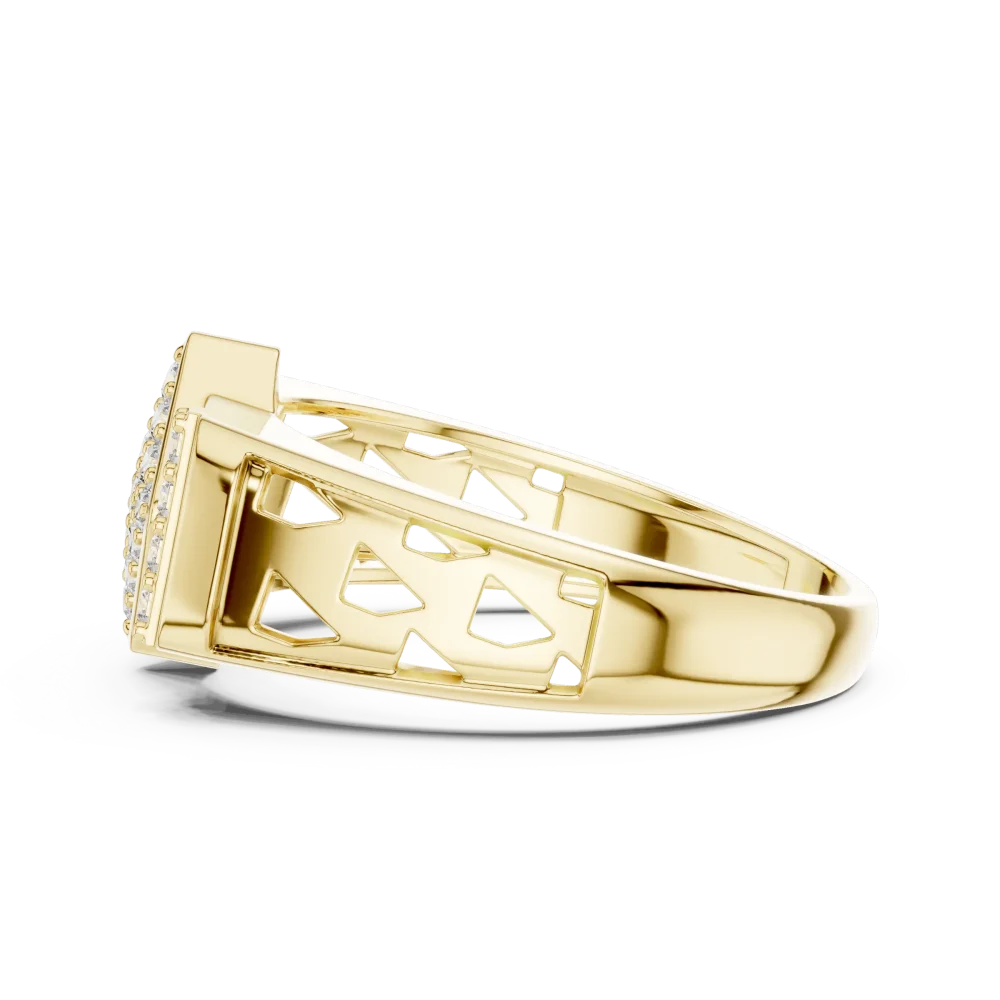 Geometric Pavé-Set Round Brilliant Cut Statement Ring - Image 4