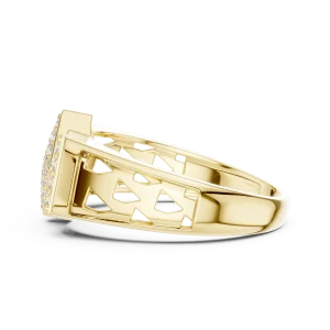 Geometric Pavé-Set Round Brilliant Cut Statement Ring - Image 4
