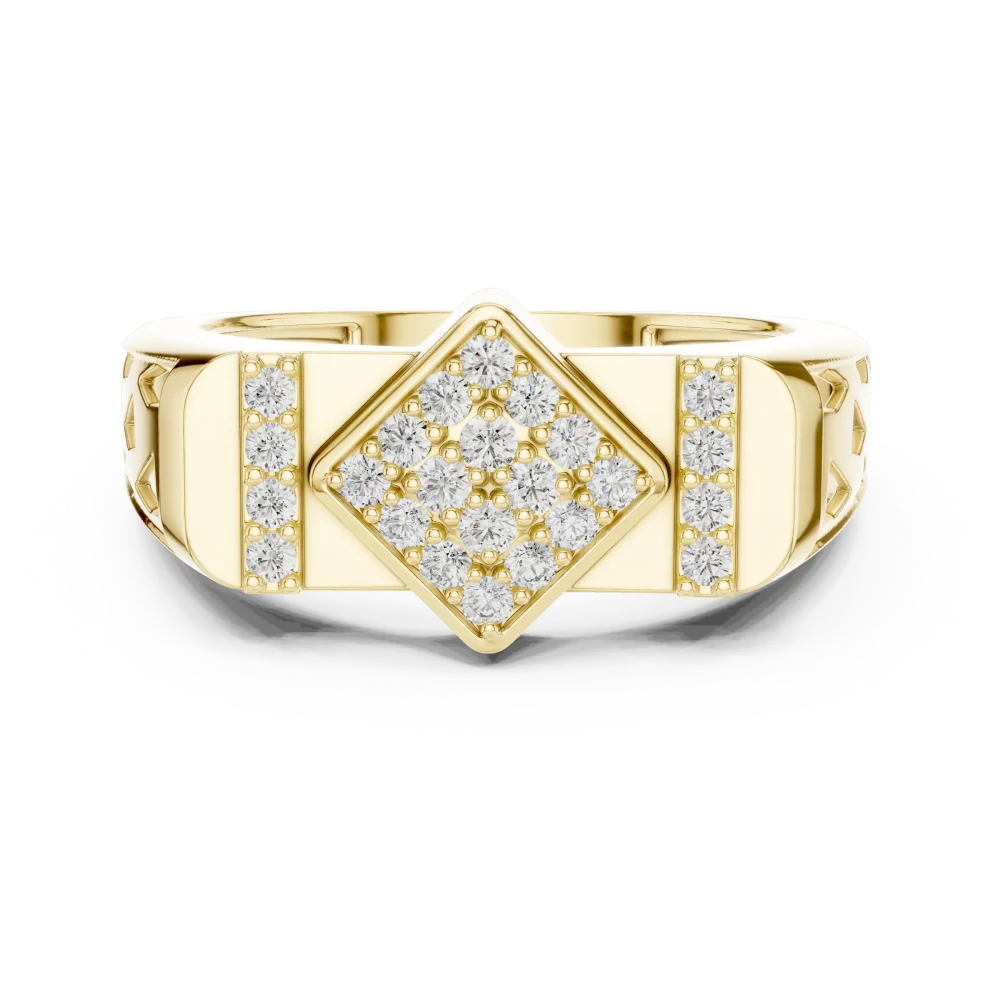 Geometric Pavé-Set Round Brilliant Cut Statement Ring - Image 2