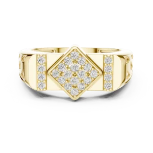 Geometric Pavé-Set Round Brilliant Cut Statement Ring - Image 2
