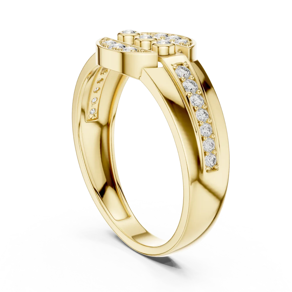 Geometric Symmetry Pavé-Set Round Brilliant Band - Image 3