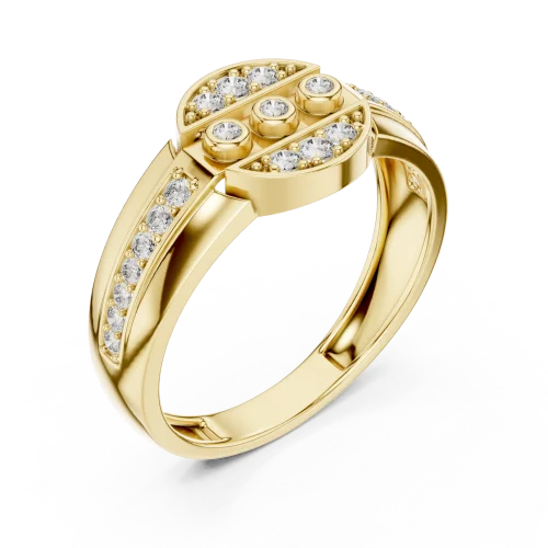 Geometric Symmetry Pavé-Set Round Brilliant Band