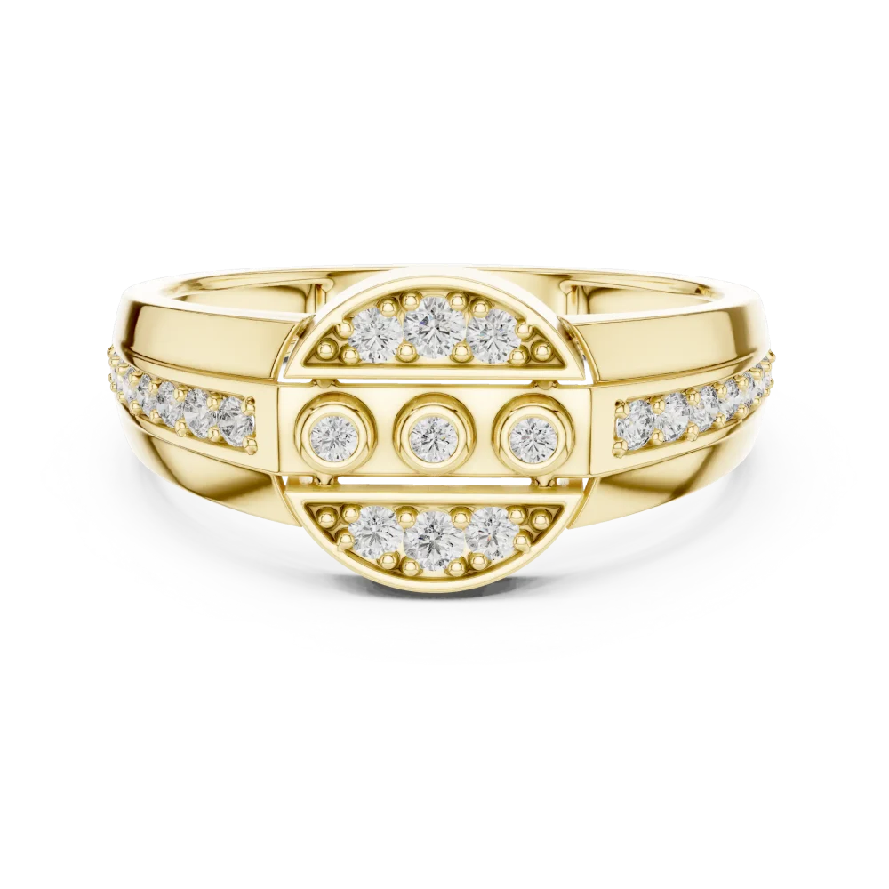 Geometric Symmetry Pavé-Set Round Brilliant Band - Image 2