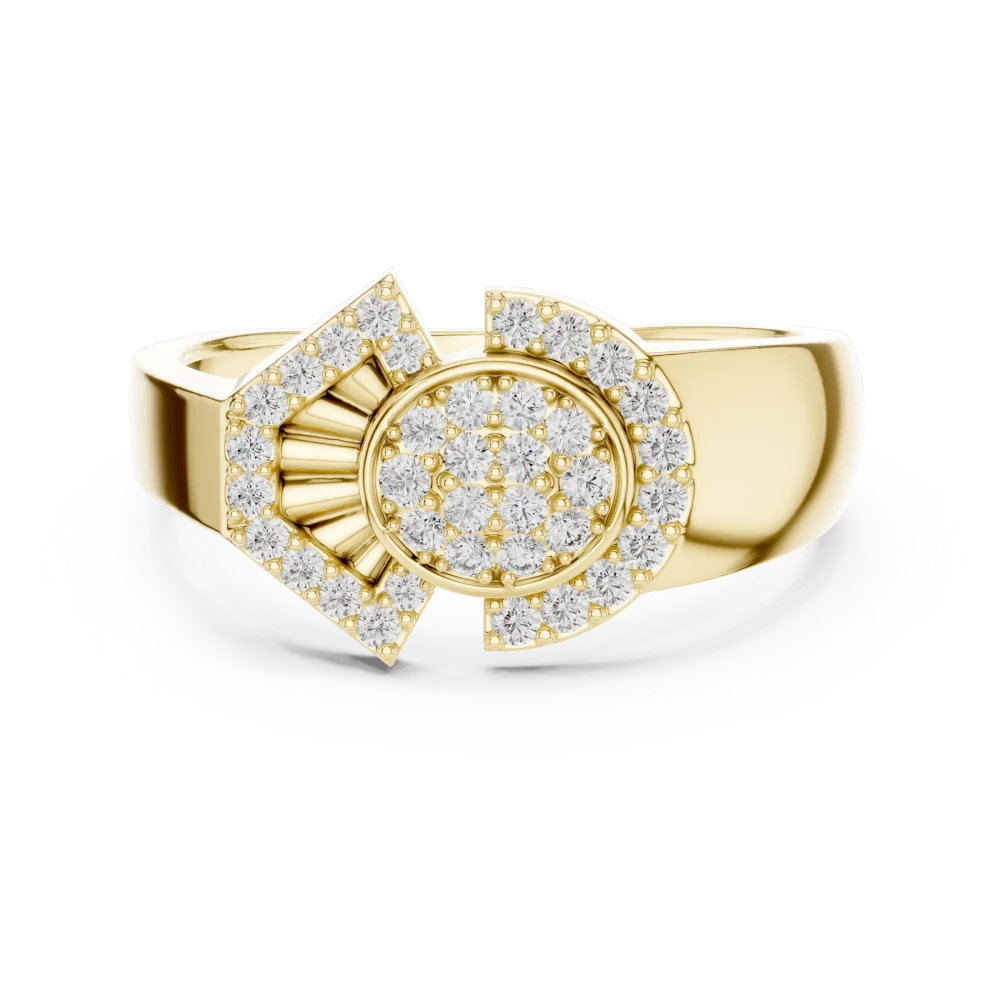 Luminary Round Brilliant Pavé-Set Architectural Cocktail Ring - Image 2