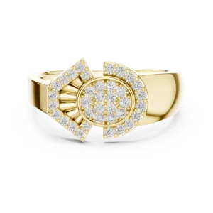 Luminary Round Brilliant Pavé-Set Architectural Cocktail Ring - Image 2