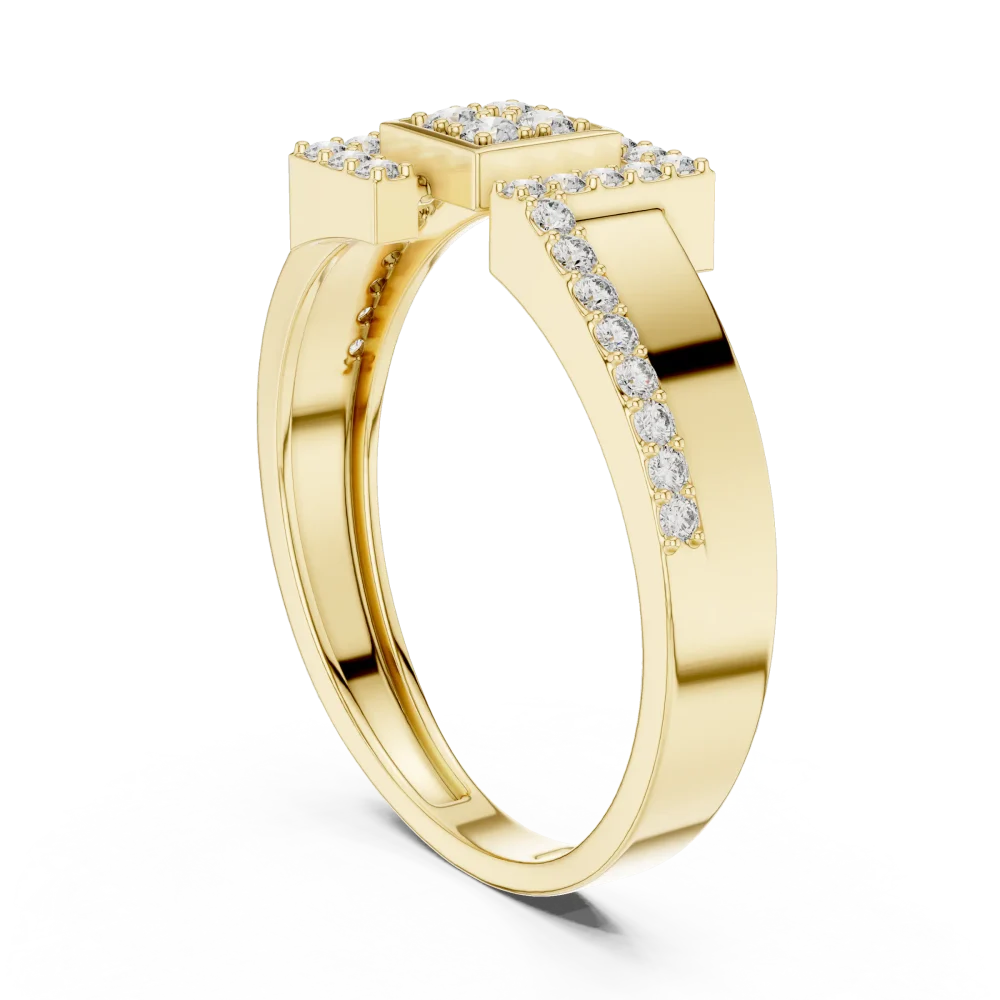 Symmetry Geometric Round Diamond Architectural Cocktail Ring - Image 3