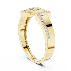 Symmetry Geometric Round Diamond Architectural Cocktail Ring - Image 3