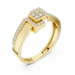 Symmetry Geometric Round Diamond Architectural Cocktail Ring
