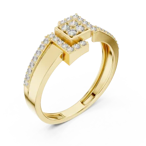 Symmetry Geometric Round Diamond Architectural Cocktail Ring