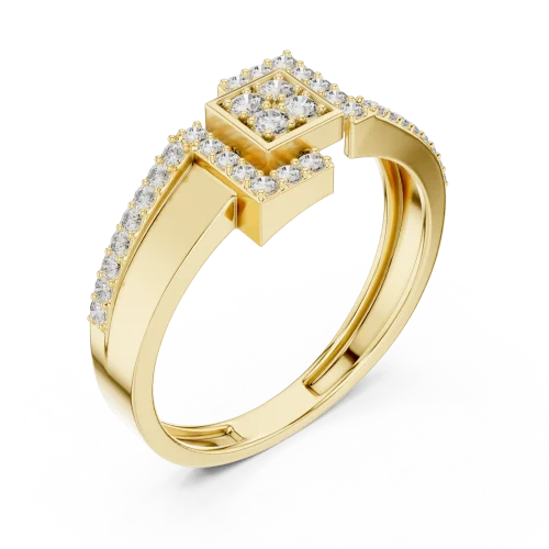 Symmetry Geometric Round Diamond Architectural Cocktail Ring