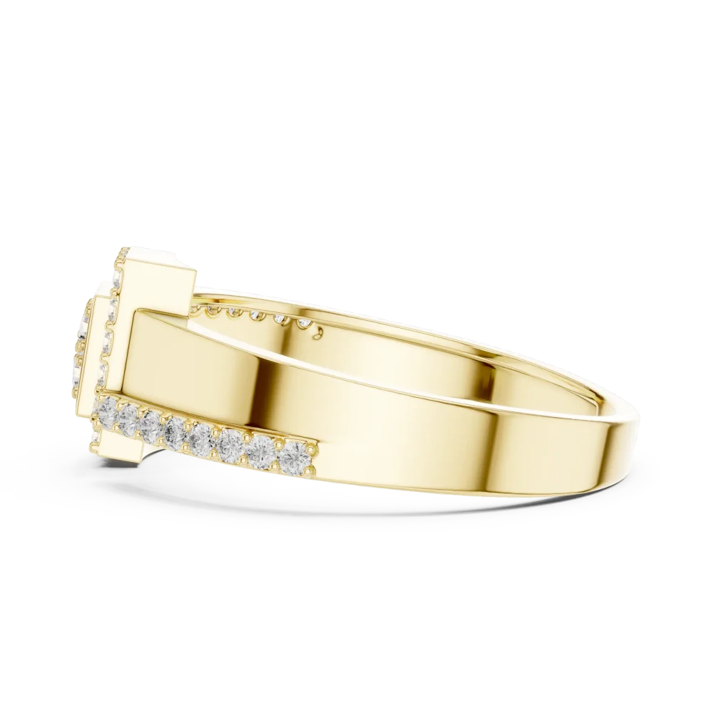 Symmetry Geometric Round Diamond Architectural Cocktail Ring - Image 4