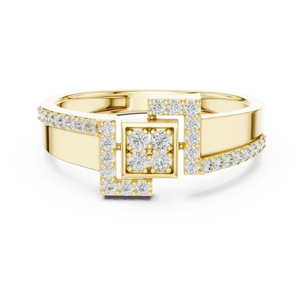 Symmetry Geometric Round Diamond Architectural Cocktail Ring - Image 2