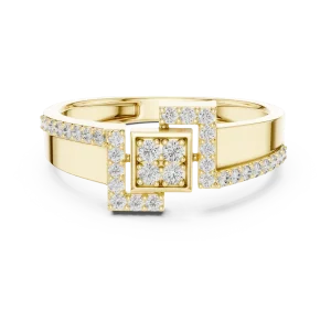 Symmetry Geometric Round Diamond Architectural Cocktail Ring - Image 2