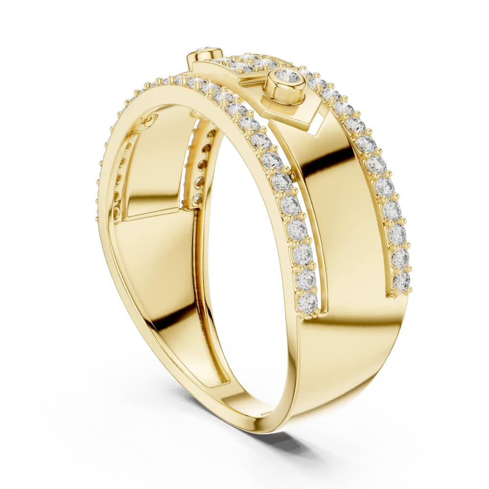 Geometric Symmetry Round Cut Pavé-Set Statement Band - Image 3