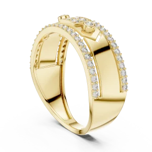Geometric Symmetry Round Cut Pavé-Set Statement Band - Image 3
