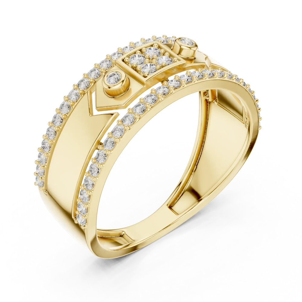 Elevate your style with this architectural round cut pavé-set band. Crafted for brilliance, it blends modern geometry with luxury. Shop the look now.