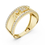 Geometric Symmetry Round Cut Pavé-Set Statement Band