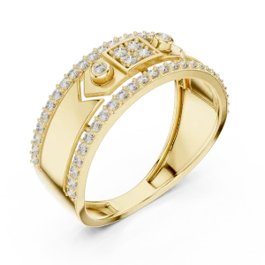 Geometric Symmetry Round Cut Pavé-Set Statement Band