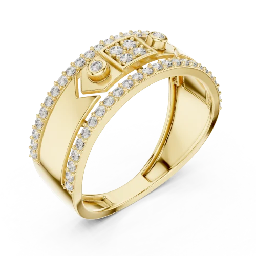 Geometric Symmetry Round Cut Pavé-Set Statement Band