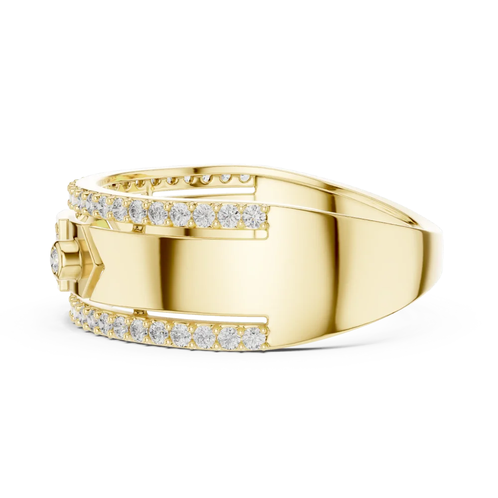 Geometric Symmetry Round Cut Pavé-Set Statement Band - Image 4