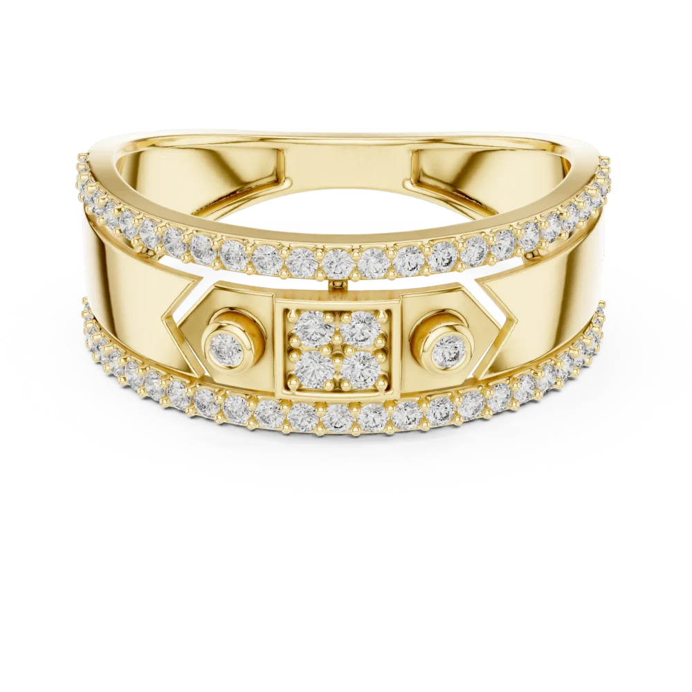 Geometric Symmetry Round Cut Pavé-Set Statement Band - Image 2