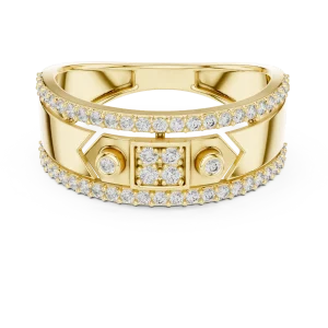 Geometric Symmetry Round Cut Pavé-Set Statement Band - Image 2