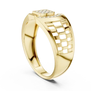 Geometric Round Brilliant Pavé-Set Men's Architectural Ring - Image 3