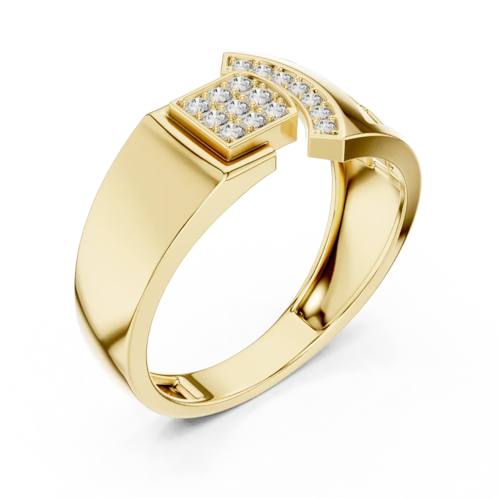 Discover the bold elegance of our geometric pavé-set ring. Adorned with brilliant DIAMEUR diamonds, this modern design is the perfect sustainable luxury.