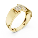 Geometric Round Brilliant Pavé-Set Men's Architectural Ring
