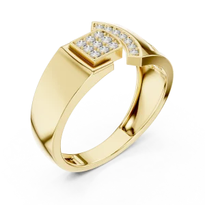 Geometric Round Brilliant Pavé-Set Men's Architectural Ring