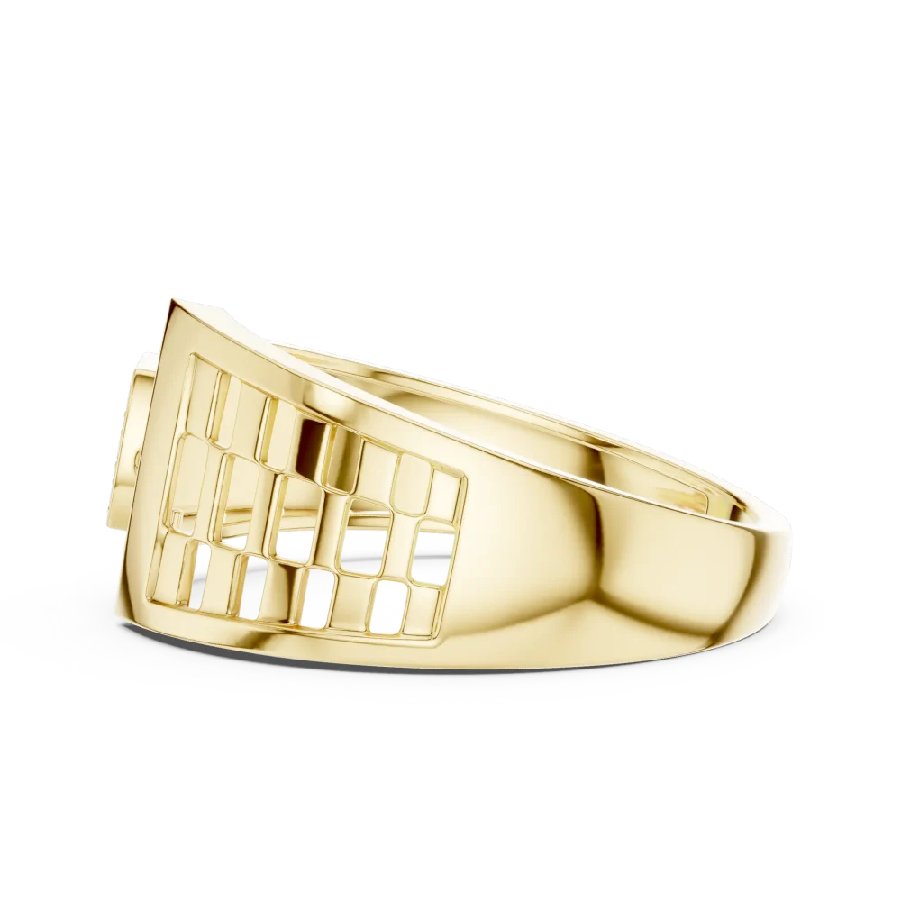 Geometric Round Brilliant Pavé-Set Men's Architectural Ring - Image 4