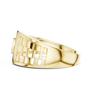 Geometric Round Brilliant Pavé-Set Men's Architectural Ring - Image 4
