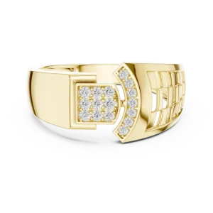 Geometric Round Brilliant Pavé-Set Men's Architectural Ring - Image 2