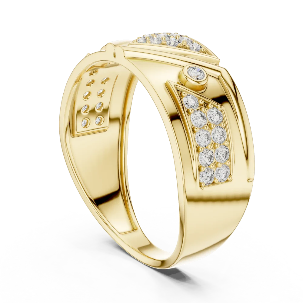 Geometric Pavé-Set Round Brilliant Architectural Band - Image 3