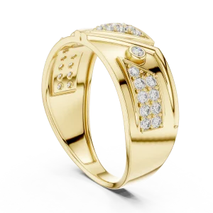 Geometric Pavé-Set Round Brilliant Architectural Band - Image 3