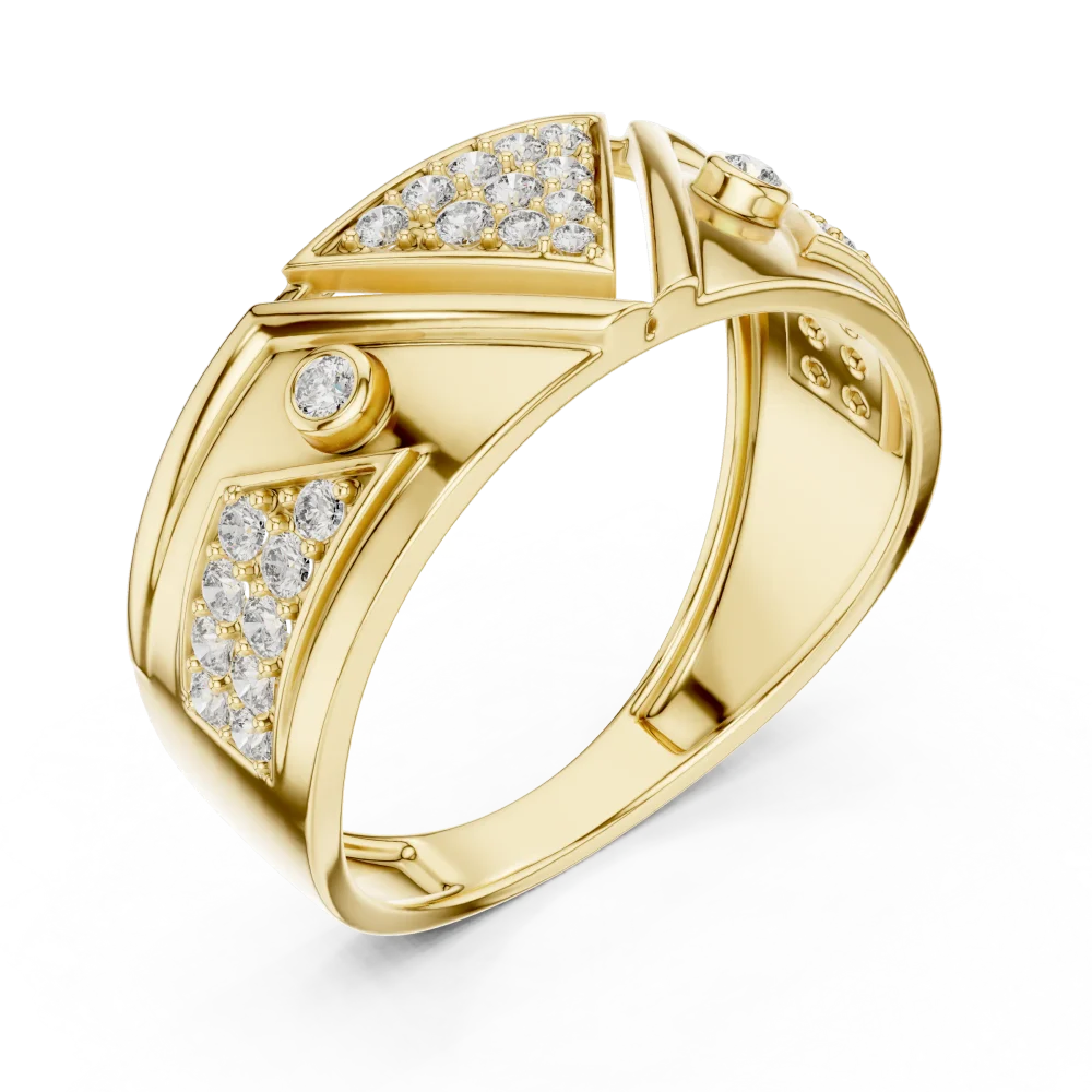 Discover the modern allure of this geometric pavé-set band, featuring brilliant DIAMEUR diamonds. Elevate your style today—shop this luxury design.