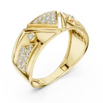 Geometric Pavé-Set Round Brilliant Architectural Band