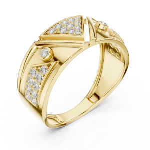 Geometric Pavé-Set Round Brilliant Architectural Band