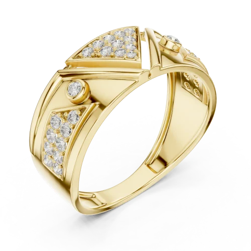 Geometric Pavé-Set Round Brilliant Architectural Band
