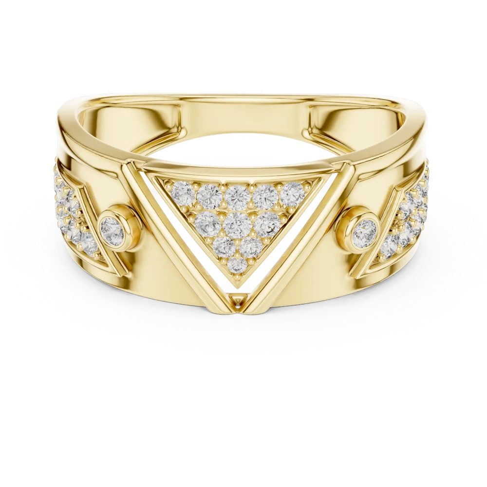 Geometric Pavé-Set Round Brilliant Architectural Band - Image 2