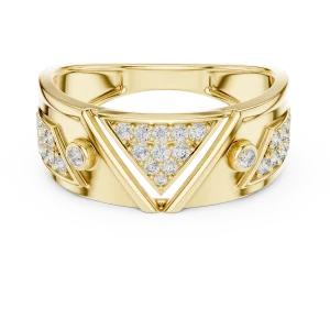 Geometric Pavé-Set Round Brilliant Architectural Band - Image 2