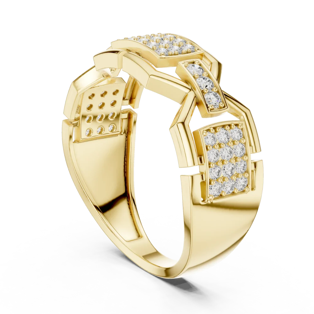 Architectural Round Pavé-Set Geometric Statement Band - Image 3