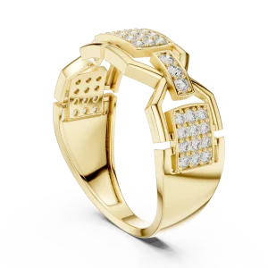 Architectural Round Pavé-Set Geometric Statement Band - Image 3
