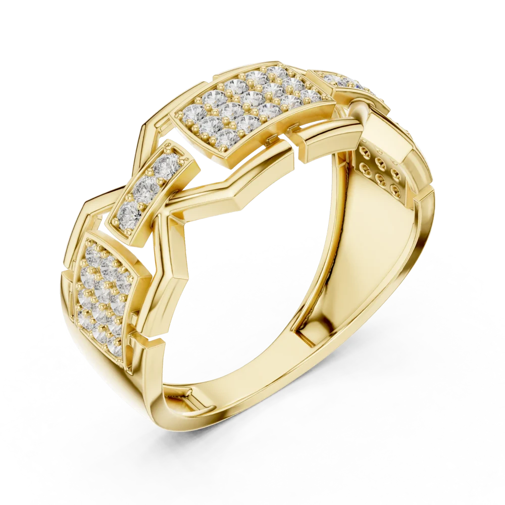 Experience architectural elegance with this geometric band, featuring pavé-set DIAMEUR lab-grown diamonds for unmatched brilliance. Shop the look now.